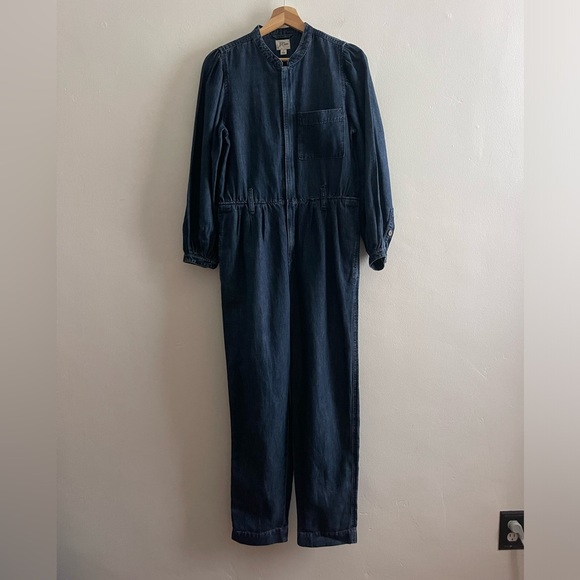 J. Crew Size 2 Puff-Sleeve Denim Jumpsuit, *Missing Belt - Picture 4 of 16